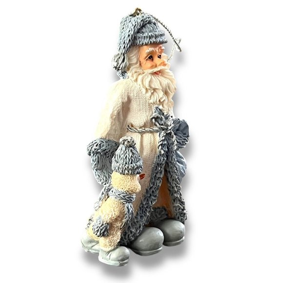 Snow Buddies Ornament Santa & Powder Walking Vintage 1998 Blue & White Snowman - Picture 2 of 10